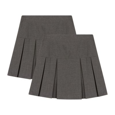 Debenhams Girls' pack of two grey kilt school skirts